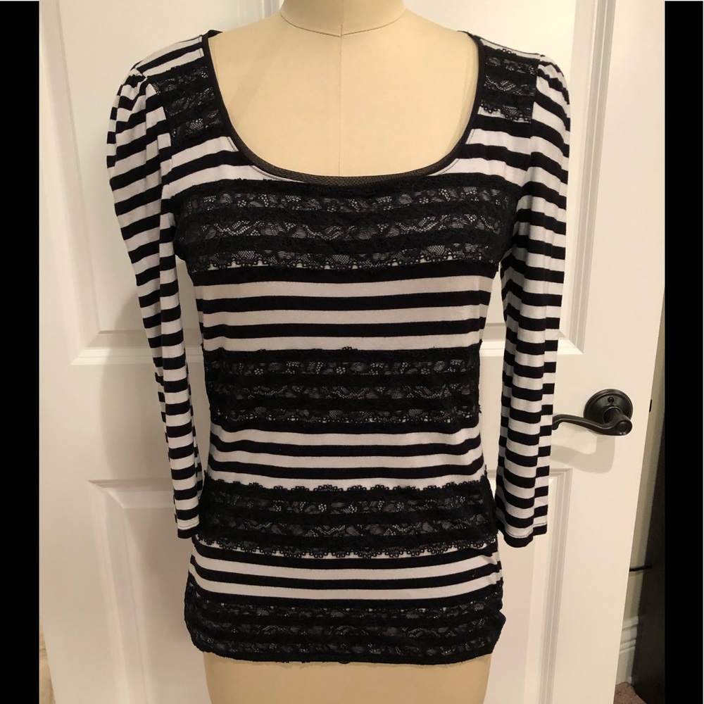 White House Black Market Black/White Stripe Top-MD
